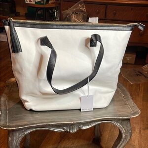 Walter Baker Elegant White Tote with Black Accents